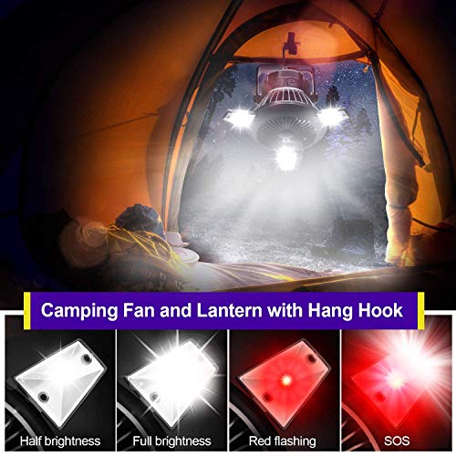 Optimus 4-in-1 Rechargeable Camping Fan with LED Light, Power Bank & Solar/USB Charging, Black