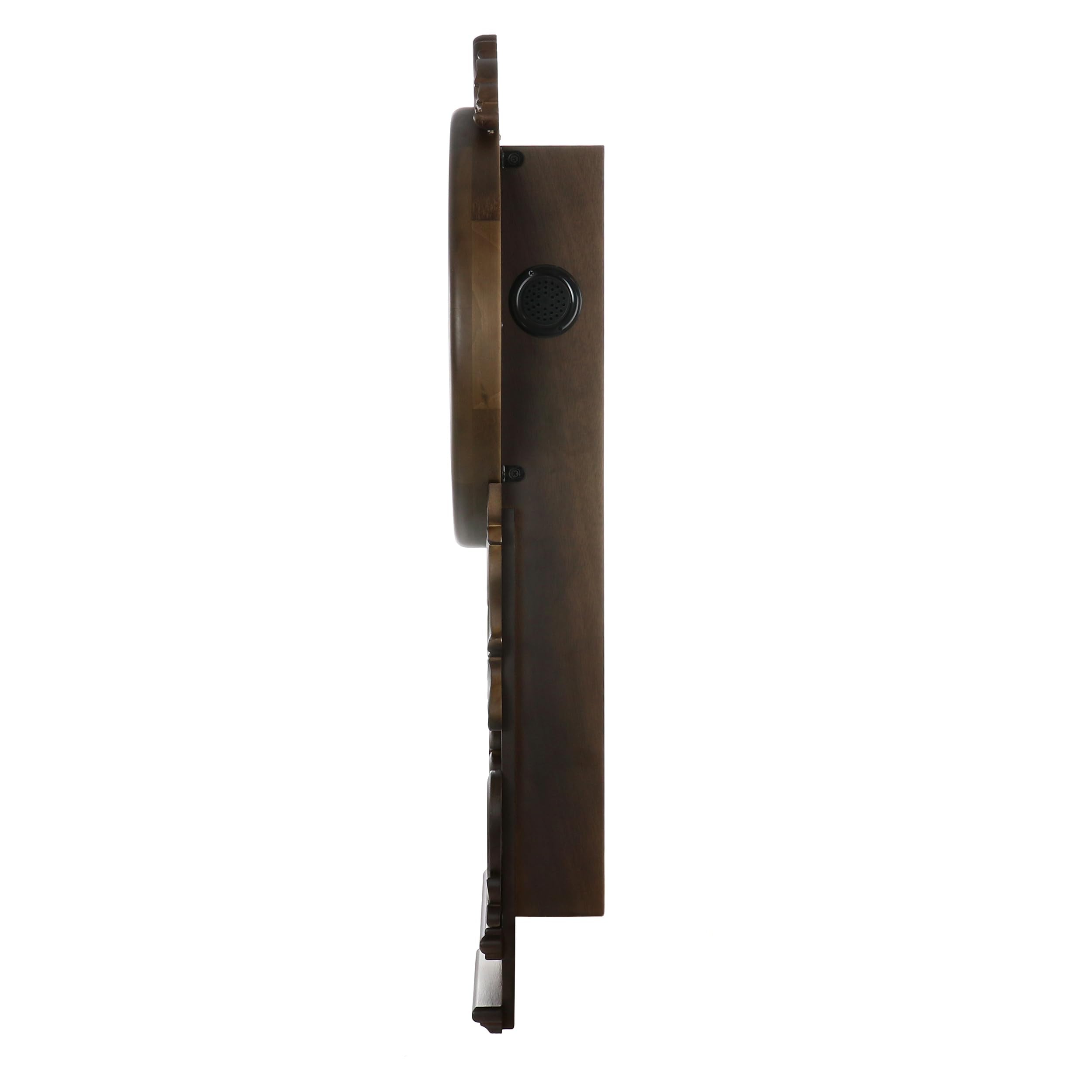 Bedford Clock Collection Chestnut Chiming Pendulum Wall Clock – Westminster Chime, Quartz Movement, Traditional Wood Frame