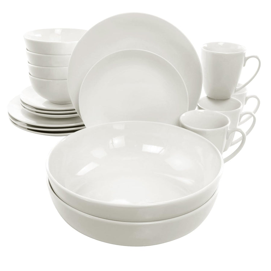 Elama Iris 32-Piece Porcelain Dinnerware Set, White, Service for 6
