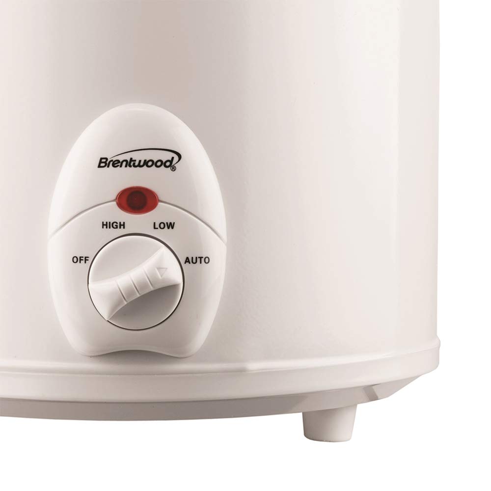 Brentwood SC-135W 3-Quart Slow Cooker - White, 170W with Removable Dishwasher-Safe Ceramic Pot & Tempered Glass Lid, cULus Approved