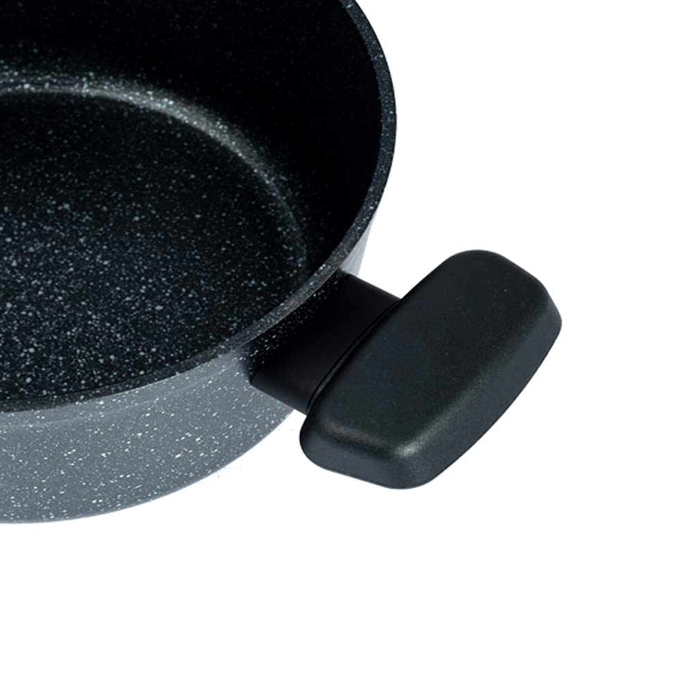 Korkmaz Ornella A1344 10-Inch 3.5 Liter Non-Stick Low Casserole with Glass Lid - Black, Induction Compatible, Made in Turkey