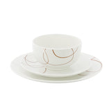 Elama Sydney 12-Piece Porcelain Dinnerware Set, White Abstract, Service for 4