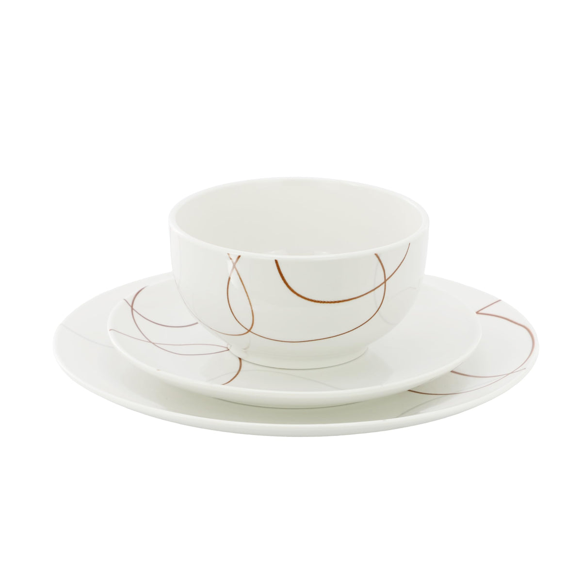 Elama Sydney 12-Piece Porcelain Dinnerware Set, White Abstract, Service for 4