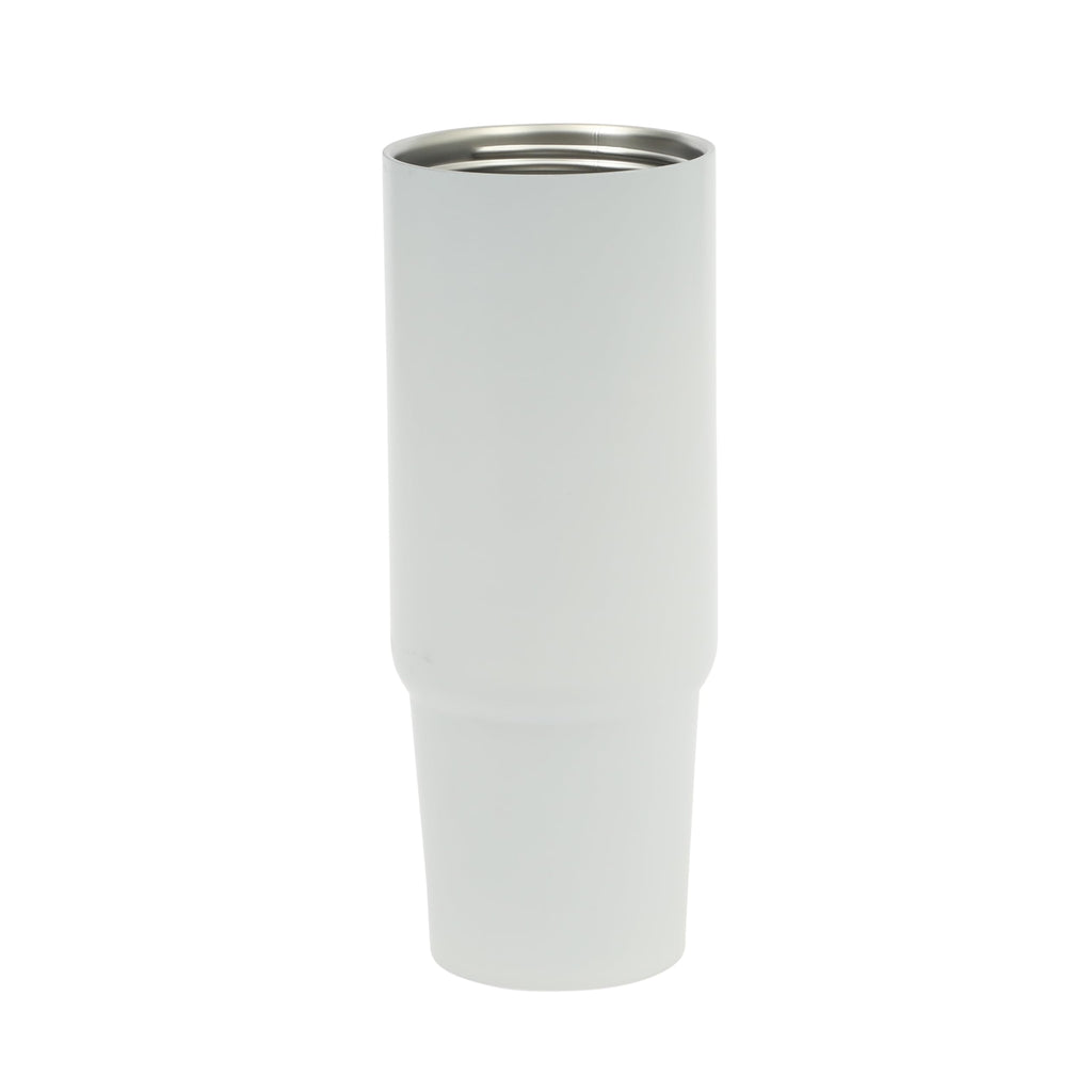 Gibson Home Marina 29 oz Stainless Steel Thermal Tumbler – White with Top Handle & Folding Straw