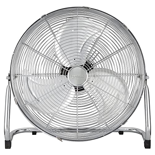 Optimus F-4122 12-Inch 3-Speed Industrial-Grade High-Velocity Floor Fan, Chrome Grill