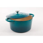 Crock-Pot Artisan 5-Quart Round Enameled Cast Iron Dutch Oven – Teal Ombre, Self-Basting Lid, Oven Safe to 500°F