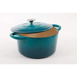 Crock-Pot Artisan 5-Quart Round Enameled Cast Iron Dutch Oven – Teal Ombre, Self-Basting Lid, Oven Safe to 500°F