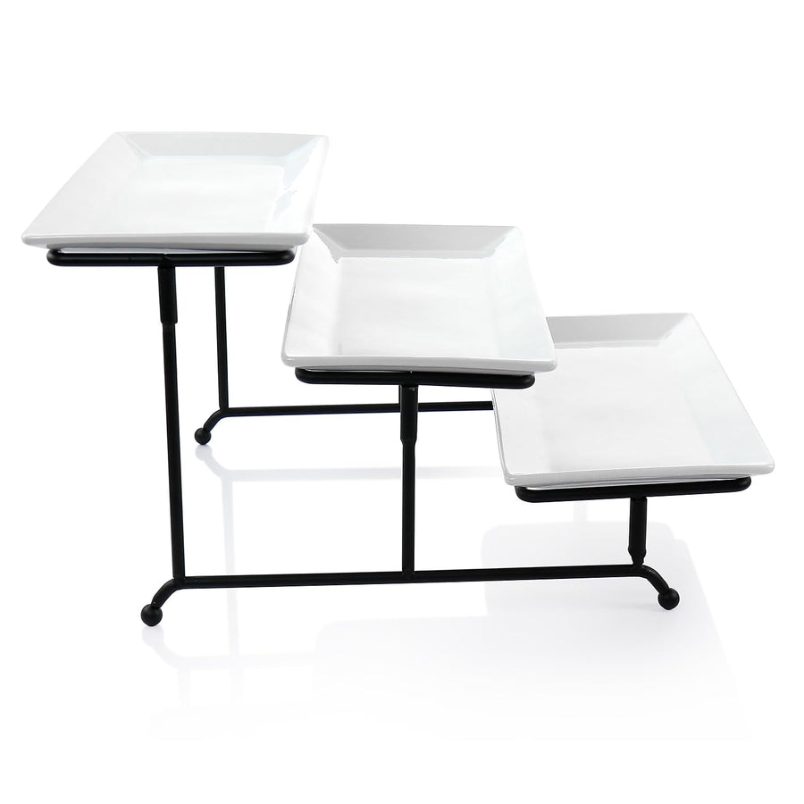 Elama Porcelain 3 Tier Rectangular Serveware Set