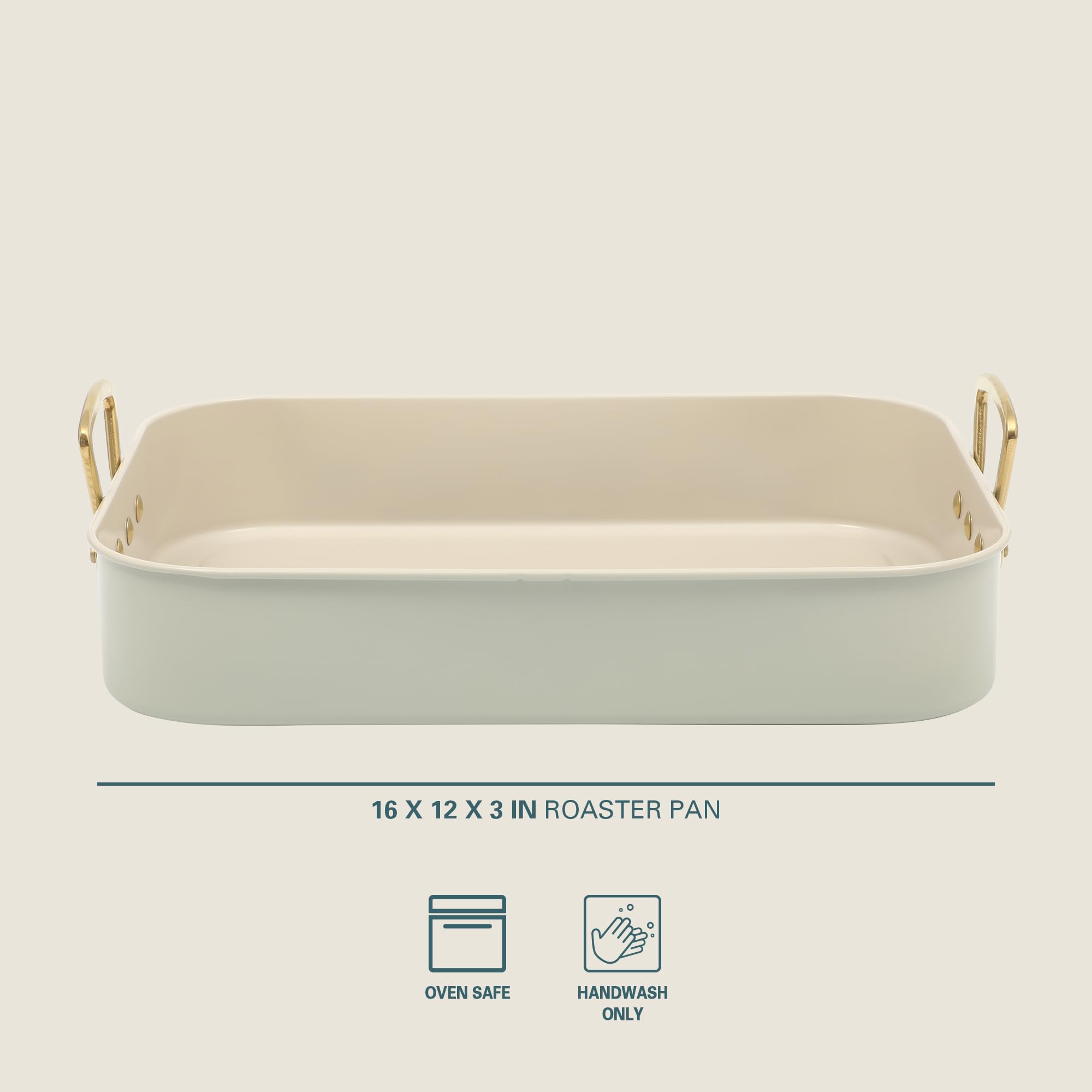 Gibson Home Broxton 2-Piece Nonstick Steel Roaster Pan with Rack – Mint Green, Oven-Safe Holiday Roasting Pan