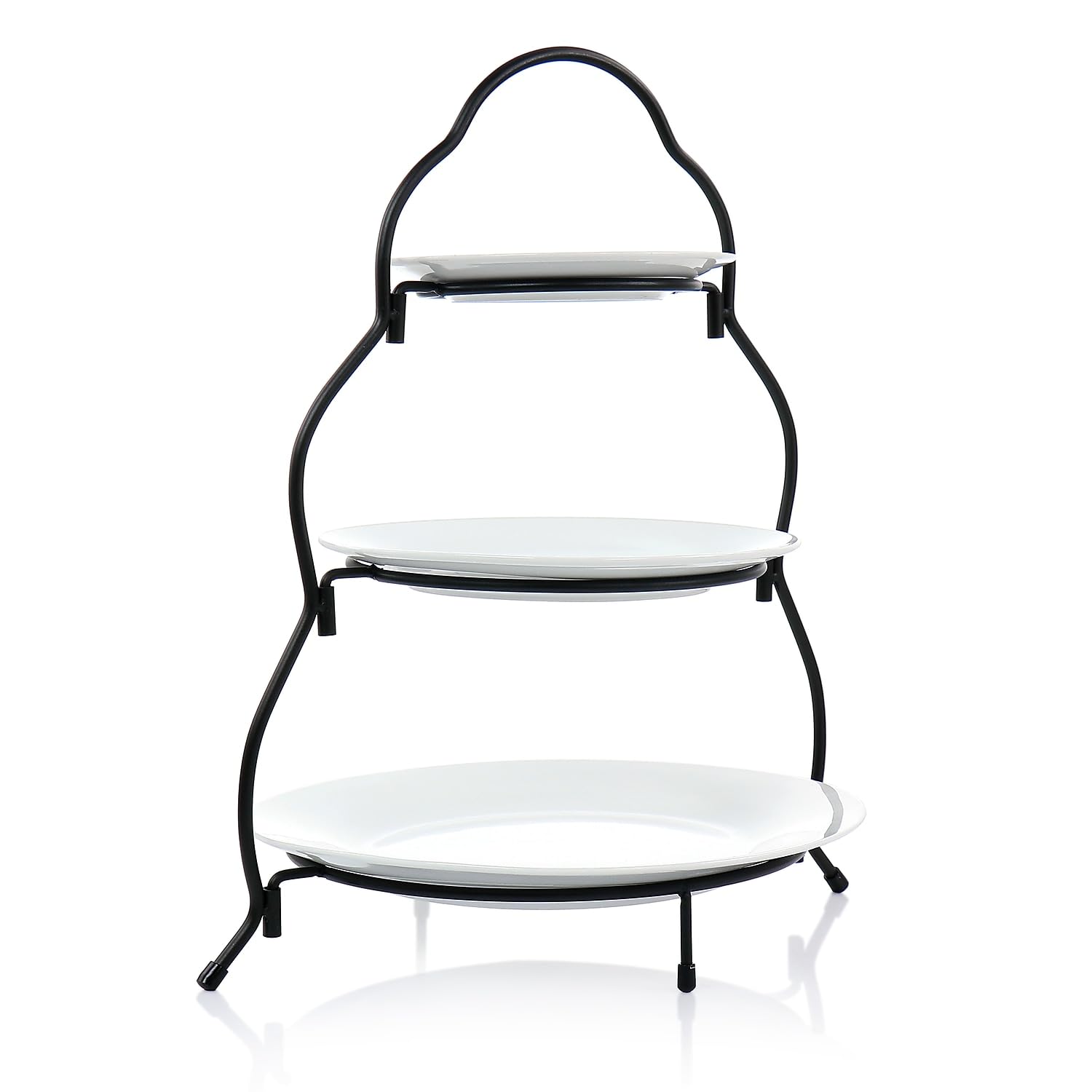 Elama 3-Tier Round Plate Porcelain Serveware Set – White Tiered Stand for Desserts, Tea Parties & Charcuterie