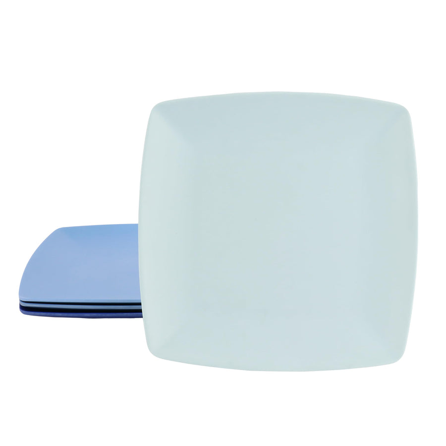 Gibson Home Jayson 4-Piece Melamine Square Salad Plate Set, 8.5-Inch, Blue