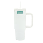 Gibson Home Marina 29 oz white stainless steel thermal tumbler with side handle and straw