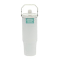 Gibson Home Marina 29 oz Stainless Steel Thermal Tumbler – White with Top Handle & Folding Straw