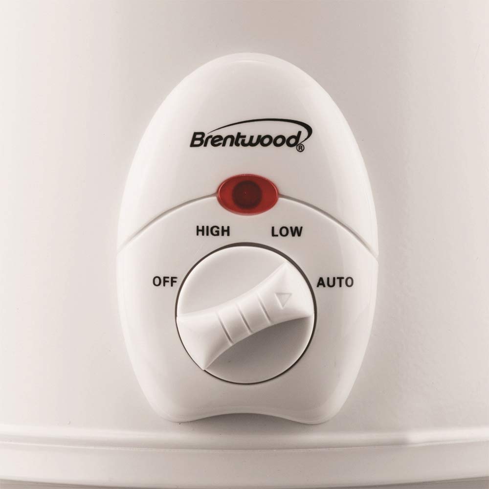 Brentwood SC-135W 3-Quart Slow Cooker - White, 170W with Removable Dishwasher-Safe Ceramic Pot & Tempered Glass Lid, cULus Approved