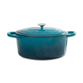 Crock-Pot Artisan 5-Quart Round Enameled Cast Iron Dutch Oven – Teal Ombre, Self-Basting Lid, Oven Safe to 500°F