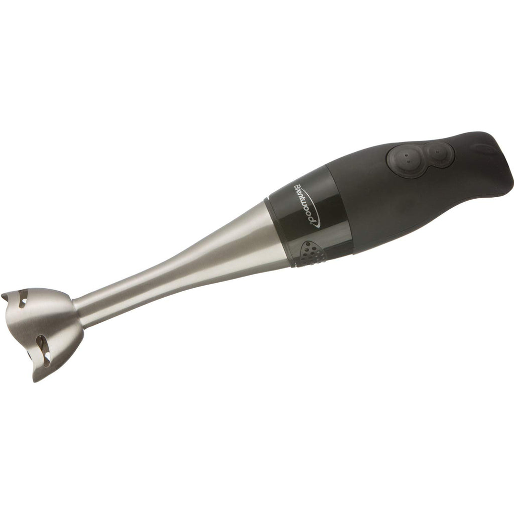 Brentwood 2-Speed 200W Stainless Steel Hand Blender – Black with Soft-Grip Handle