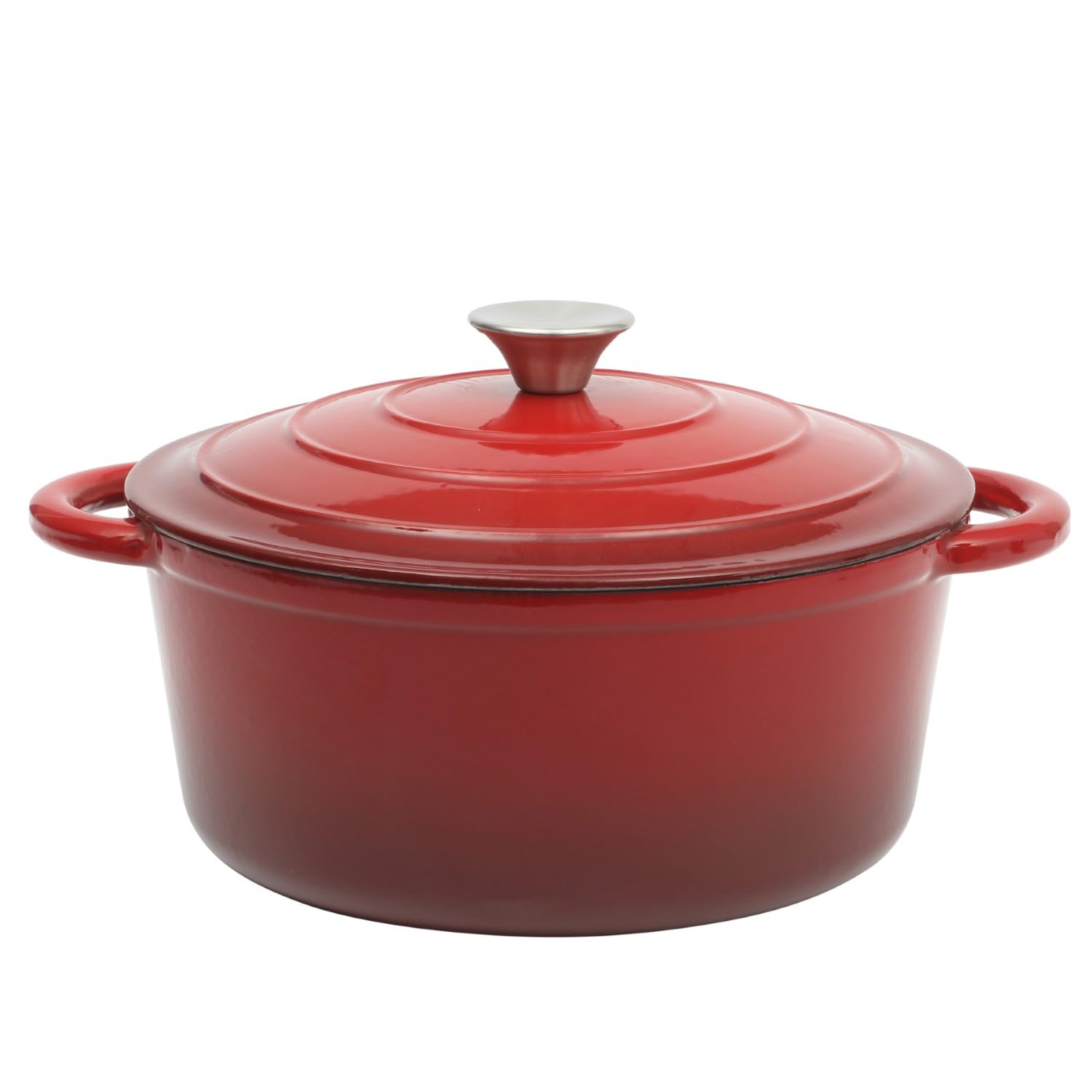 Gibson Home Addlestone 5-Quart Red Enameled Cast Iron Dutch Oven with Lid & Dual Handles – Oven Safe to 500°F, All-Stovetop Compatible, Self-Basting Lid