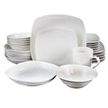Gibson Home Hagen Square 30-Piece Porcelain Dinnerware Set – White, Service for 6, Oven Safe