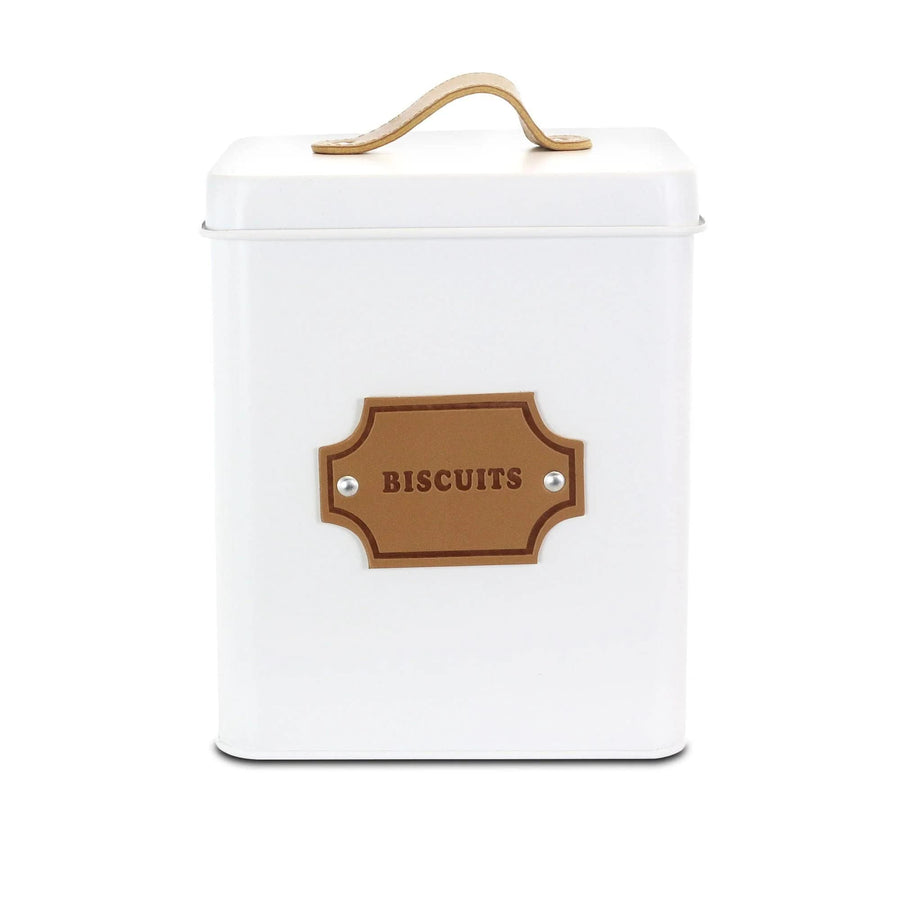 MegaChef MG-415 5-Piece Kitchen Canister Set with Bread Box, Matte White, Metal, Pull-Handle Lids, Labeled Badges