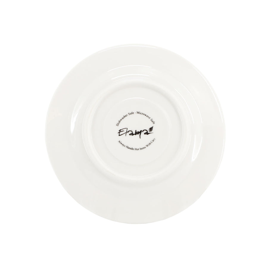 Underside of the Elama Sol porcelain saucer