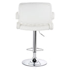 Elama Modern Faux Leather Tufted Bar Stool – White with Chrome Swivel Base