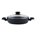 Korkmaz Ornella A1843 forged aluminum non-stick low casserole braiser with glass lid in granite black