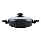 Korkmaz Ornella A1843 forged aluminum non-stick low casserole braiser with glass lid in granite black
