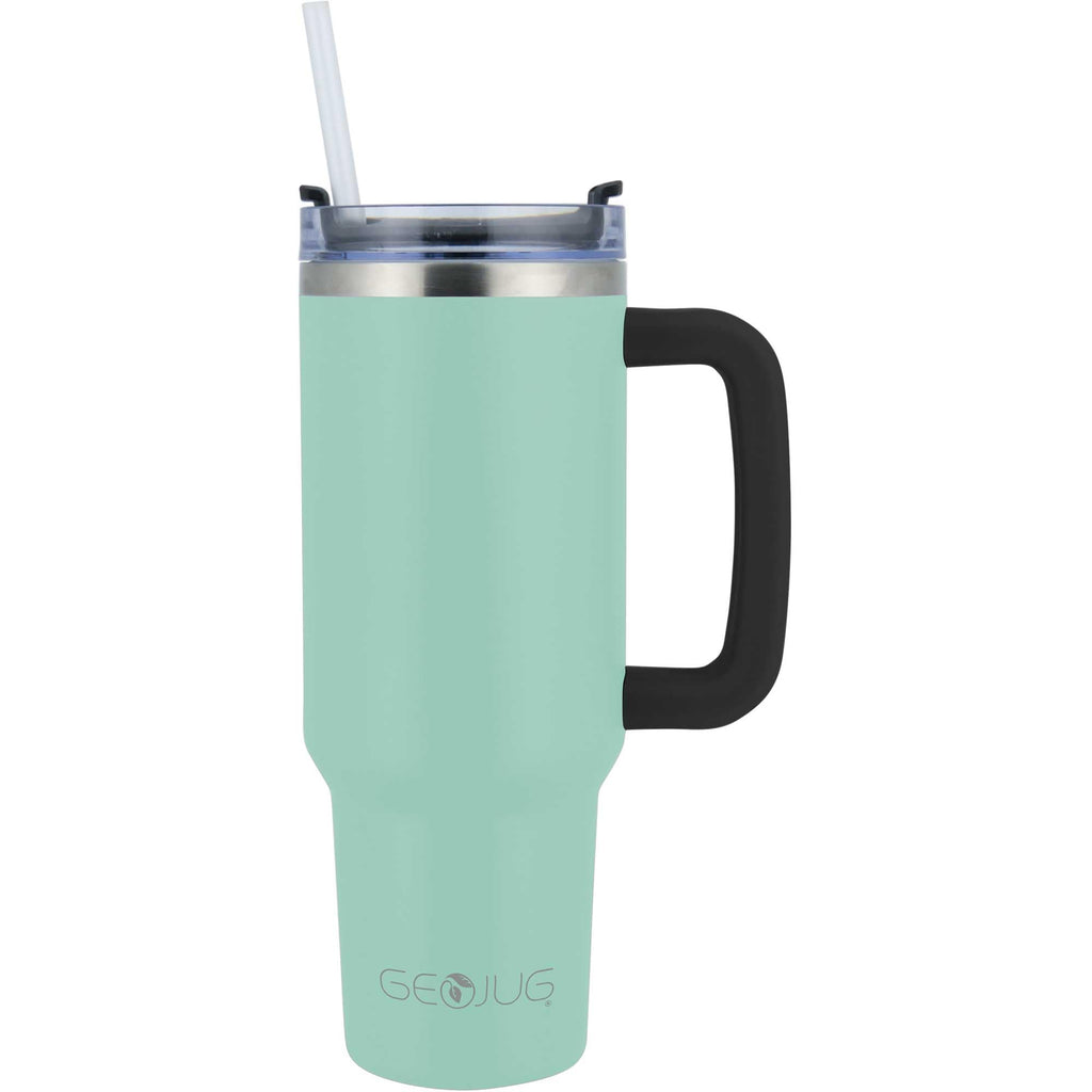 Brentwood GeoJug 40 oz blue stainless steel insulated tumbler with handle and straw