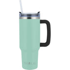 Brentwood GeoJug 40 oz blue stainless steel insulated tumbler with handle and straw