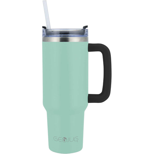 Brentwood GeoJug 40 oz blue stainless steel insulated tumbler with handle and straw