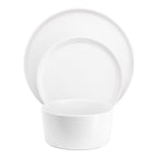 Elama Josh 18-Piece Round Stoneware Dinnerware Set — White Tableware Service for 6, Includes Plates, Bowls & Mugs, Microwave & Dishwasher Safe