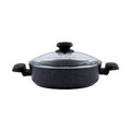 Korkmaz Ornella A1344 cast aluminum non-stick low casserole with glass lid in black