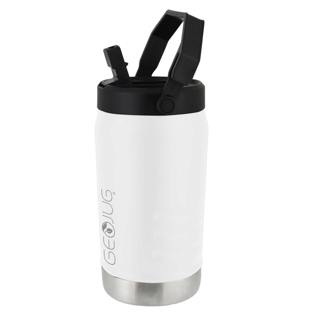 Brentwood GeoJug G-1200CRM 40 oz stainless steel vacuum-insulated sports water jug in cream with straw lid and fence hook