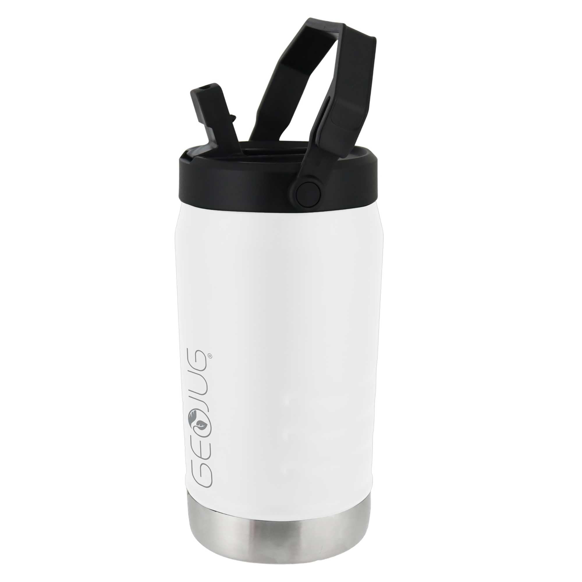 Brentwood GeoJug G-1200CRM 40 oz stainless steel vacuum-insulated sports water jug in cream with straw lid and fence hook