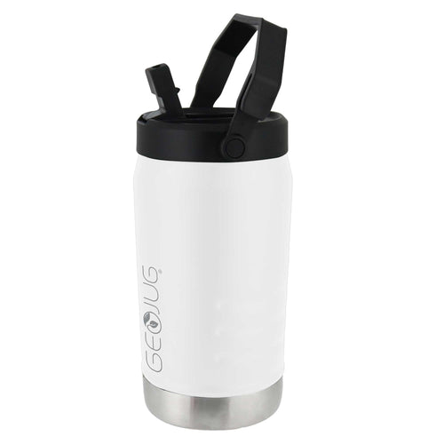Brentwood GeoJug G-1200CRM 40 oz stainless steel vacuum-insulated sports water jug in cream with straw lid and fence hook