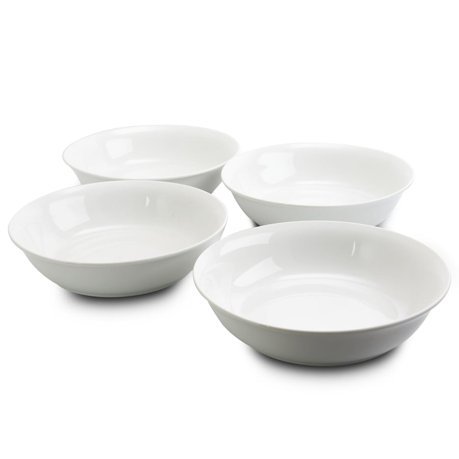 Gibson Home Wide 8.75 Inch Stoneware Dinner and Serving Bowls, White, Set of 4