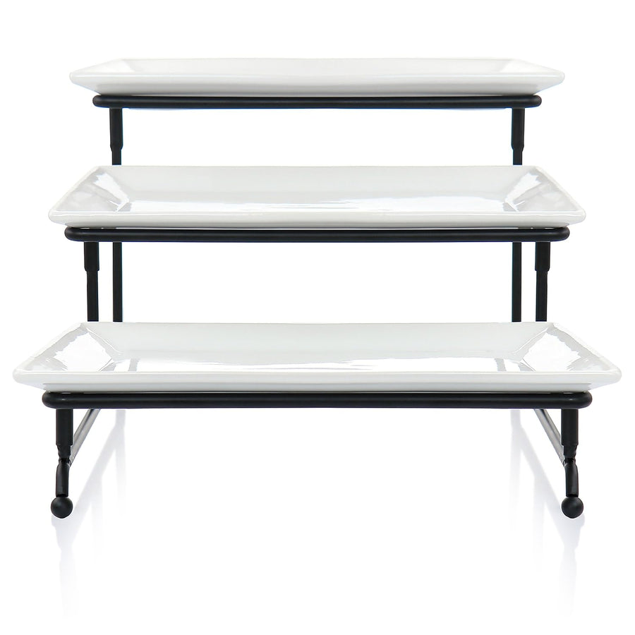 Elama Porcelain 3 Tier Rectangular Serveware Set
