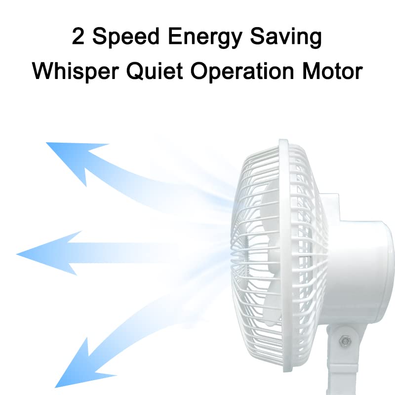 Optimus F-0645A 6-Inch 2-Speed Convertible Clip-On & Table Fan – White Whisper-Quiet Personal Fan