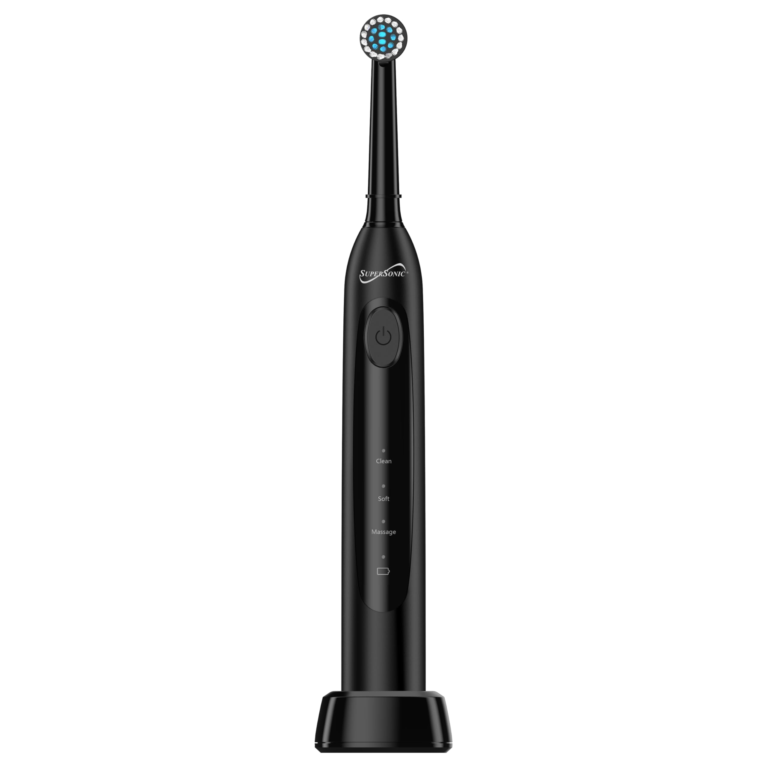 SuperSonic Sonic Zoom+ Wireless Rechargeable Toothbrush – Black with 6 Brush Heads & Travel Case