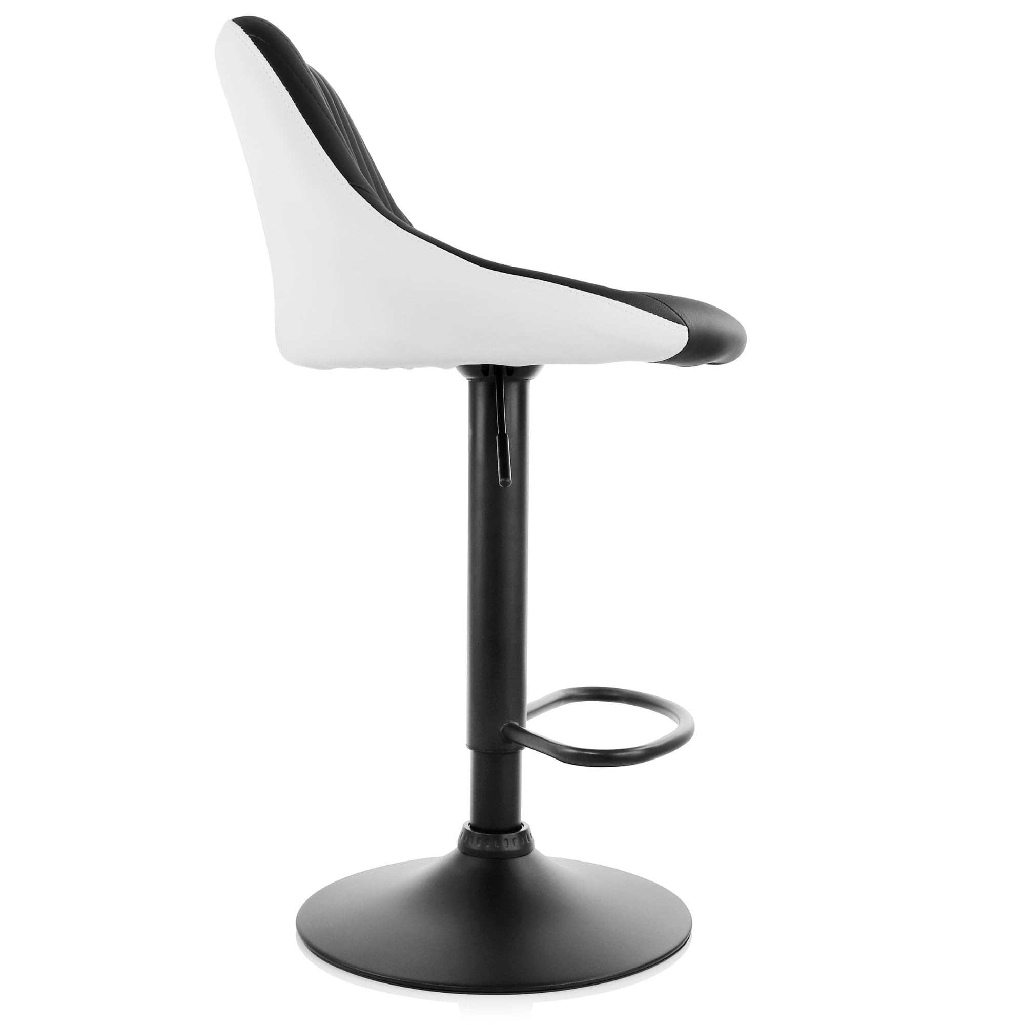 Elama Adjustable Faux Leather Bar Stool Set of 2 – Black & White with Black Base (ELM-704-1)