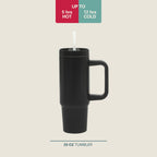 Gibson Home Marina 29 oz Stainless Steel Insulated Tumbler – Black with Side Handle & Straw, Keeps Cold 12 Hours