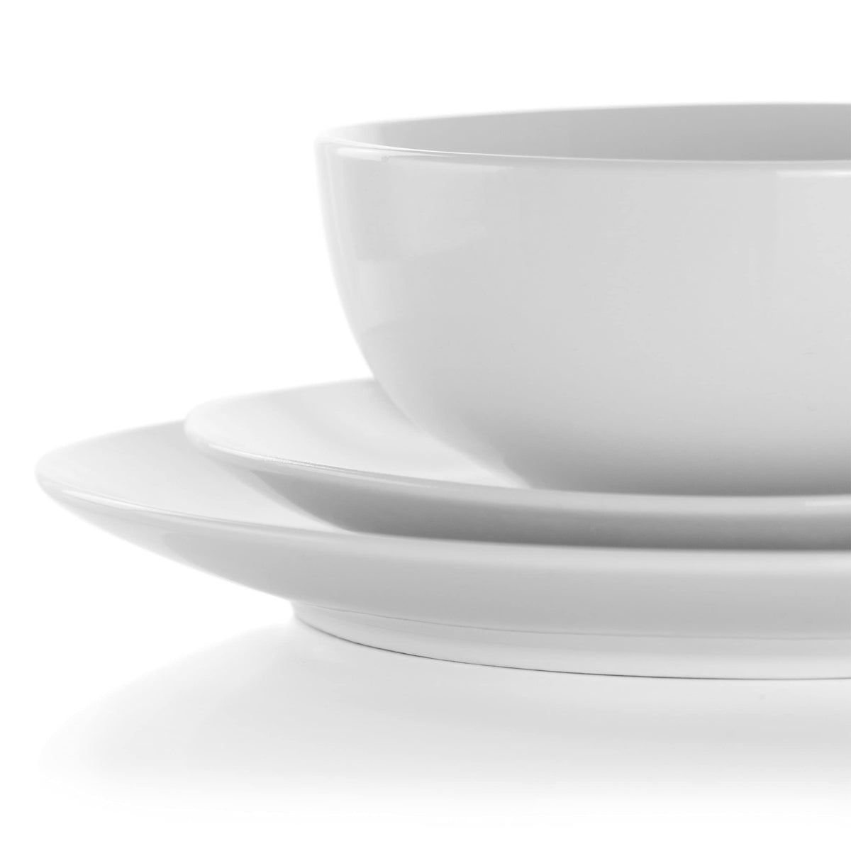 Elama Luna 18-Piece Glossy White Porcelain Dinnerware Set, Service for 6