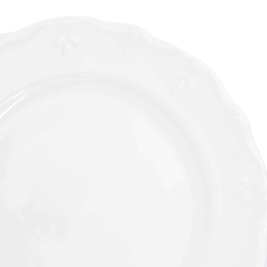 Elama Henryi 6 Piece Embossed Rim Porcelain Dinner Plate Set in White