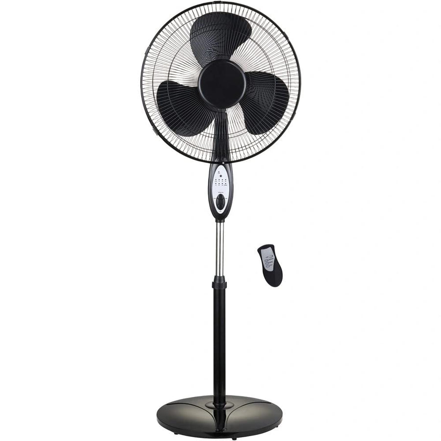 Optimus F-1872 Oscillating Stand Fan with Remote Control, 18", Black