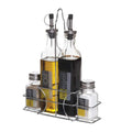 Gibson Home General Store 4 Piece Glass Condiment Set with Stainless Steel Wire Caddy