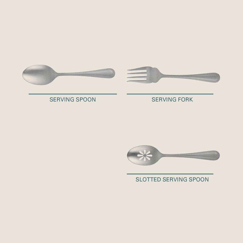 Gibson Home Sinta 87-Piece Stainless Steel Flatware Set with Bead Border Design – Polished Service for 12