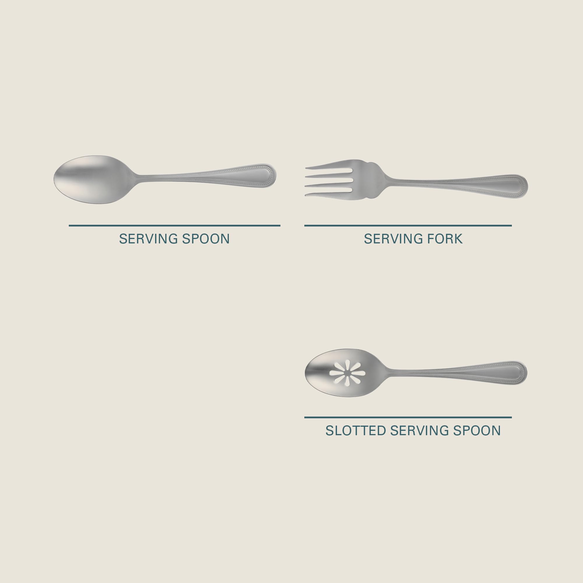 Gibson Home Sinta 87-Piece Stainless Steel Flatware Set with Bead Border Design – Polished Service for 12