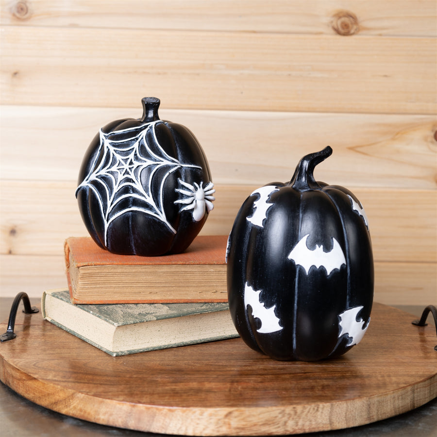 Halloween Spider and Bat Pumpkin (Set of 2)