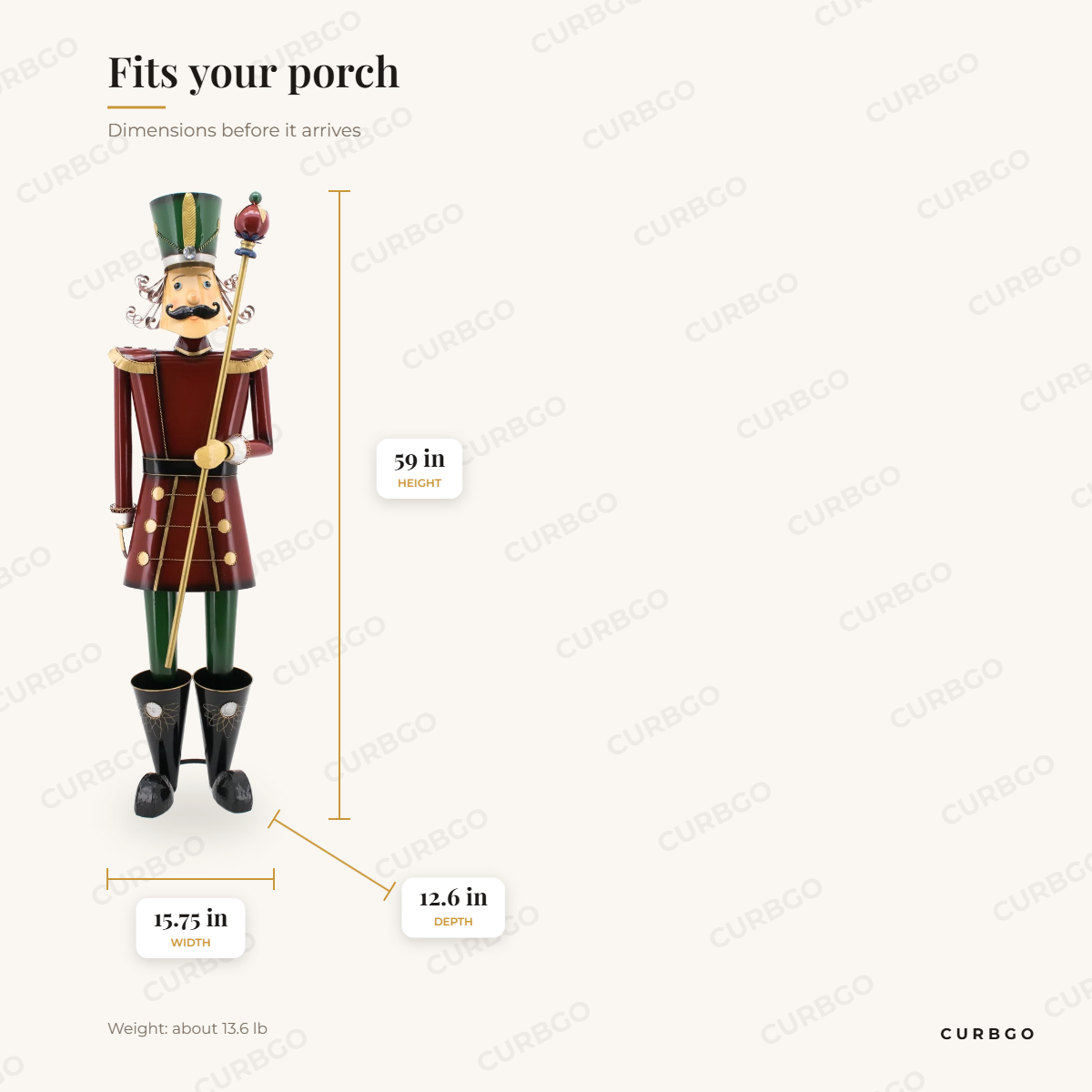 Henry Nutcracker Bandleader dimensions: 59 in H x 15.75 in W x 12.6 in D
