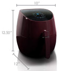 MegaChef 3.5-Quart Air Fryer & Multi-Cooker – 7 Pre-Programmed Digital Settings, 1350W Hot-Air Circulation, Fry / Roast / Bake (Burgundy)